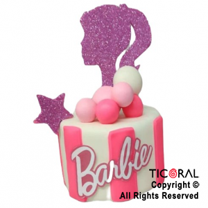 ADORNO TORTA FALSA BARBIE DECORADA A. PORCELANA FRIA x 1